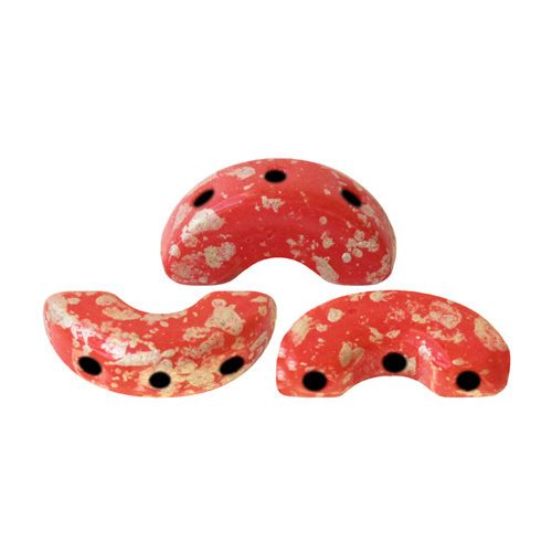 Arcos® par Puca®gyöngy - Opaque Light Coral Splash - 5x10 mm