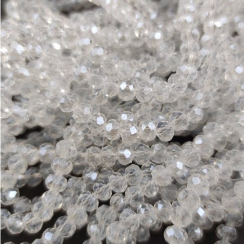 Firepolished donut bead - 5x6mm - Crystal - sold on strand