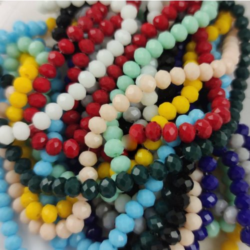 Firepolished donut bead - 5x6mm - Color Mix - sold on strand