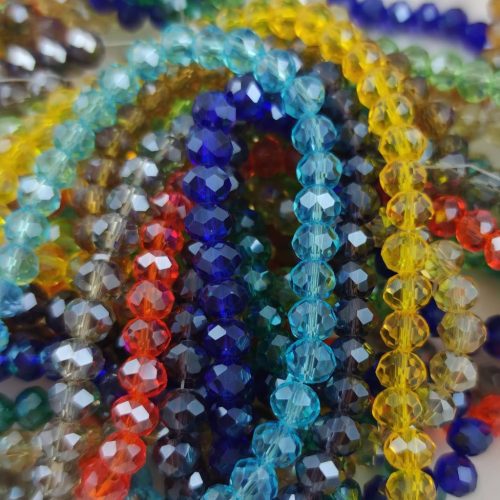Firepolished donut bead - 5x6mm - Color Mix - sold on strand