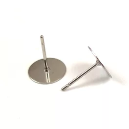   Fülbevaló alap (bedugós) - platina színű - 8mm - orvosi fém (316) - 50db