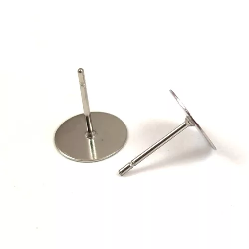 Fülbevaló alap (bedugós) - platina színű - 8mm - orvosi fém (316) - 50db