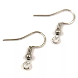   Fülbevaló alap - platina színű - rozsdamentes (304) - 20 x 21x 3 mm - 50db
