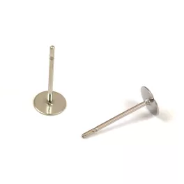   Fülbevaló alap (bedugós) - platina színű - 5mm - orvosi fém (316) - 50db