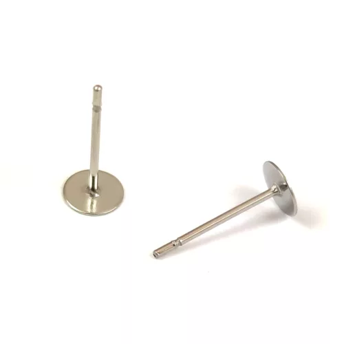 Fülbevaló alap (bedugós) - platina színű - 5mm - orvosi fém (316) - 50db
