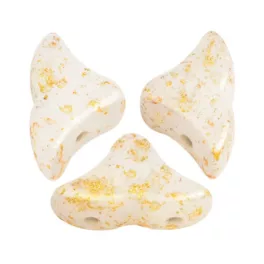 Hélios® par Puca®gyöngy - Opaque White Splash  - 6x10 mm