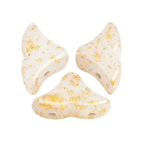 Hélios® par Puca®gyöngy - Opaque White Splash  - 6x10 mm