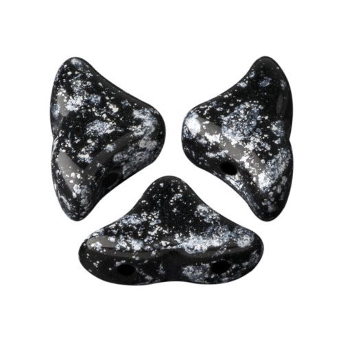 Hélios® par Puca®gyöngy - Jet Silver Splash - 6x10 mm