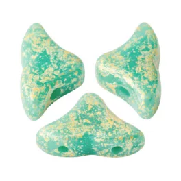   Hélios® par Puca®gyöngy - Opaque Green Turquoise Splash - 6x10 mm