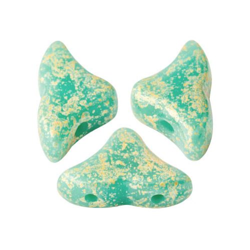 Hélios® par Puca®gyöngy - Opaque Green Turquoise Splash - 6x10 mm