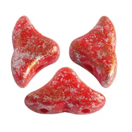   Hélios® par Puca®gyöngy - Opaque Coral Red Tweedy - 6x10 mm