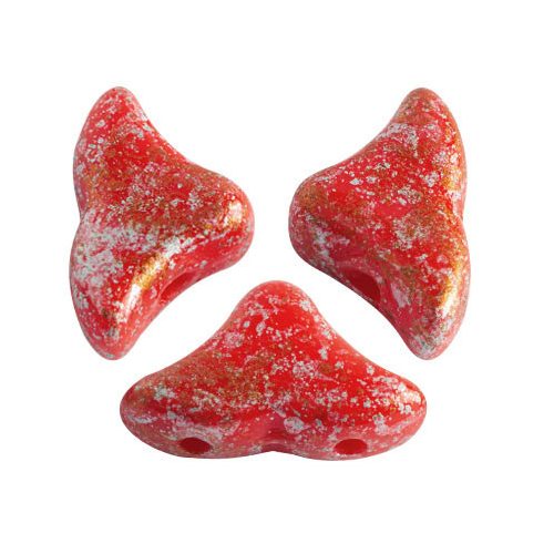 Hélios® par Puca®gyöngy - Opaque Coral Red Tweedy - 6x10 mm