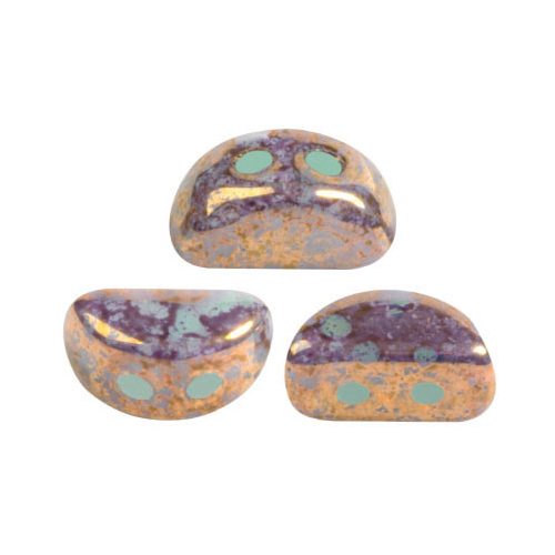 Kos® par Puca®gyöngy - Green Aqua Opal Bronze - 3x6mm