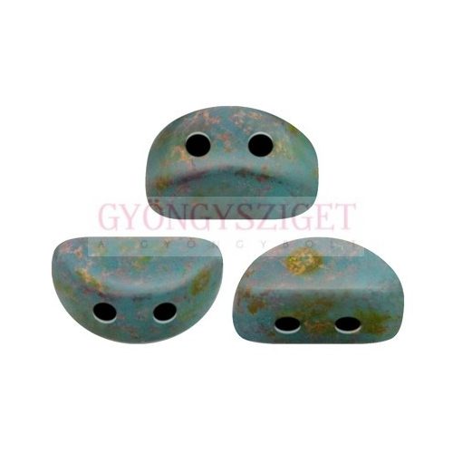 Kos® par Puca®gyöngy - Opaque Aqua Deep Gold - 3x6mm