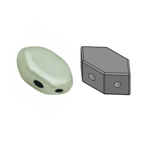 Paros® par Puca®gyöngy - White Green Luster -7x4mm