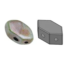   Paros® par Puca®gyöngy - Opaque Blue Green Ceramic Look -7x4mm