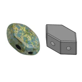   Paros® par Puca®gyöngy - Opaque Green Turquoise Bronze - 7x4mm