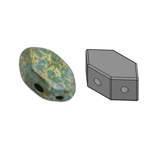 Paros® par Puca®gyöngy - Opaque Green Turquoise Bronze - 7x4mm