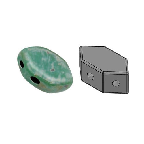 Paros® par Puca®gyöngy - Opaque Green Turquoise Picasso - 7x4mm