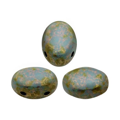 Samos® par Puca®gyöngy - Opaque Aqua Deep Gold - 5x8 mm