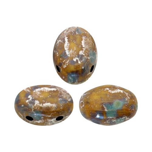 Samos® par Puca®gyöngy - Opaque Jonquil Patina Silver - 5x7 mm