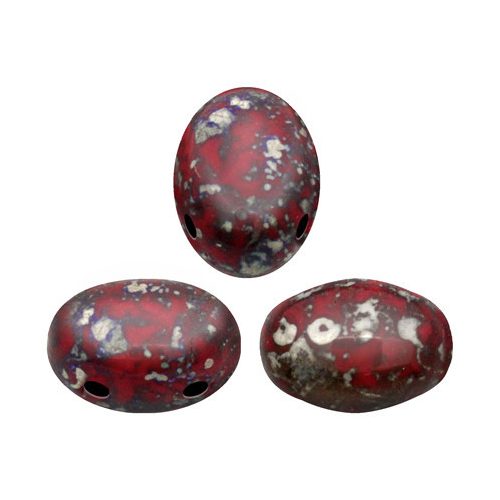 Samos® par Puca®gyöngy - Opaque Coral Red Picasso - 5x8 mm