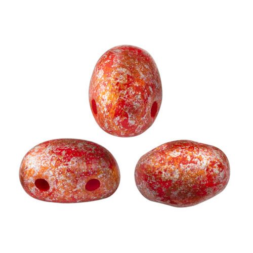 Samos® par Puca®gyöngy - Opaque Coral Red Tweedy - 5x7 mm