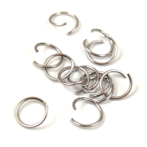 Szerelőkarika - platina színű - 10 x 0.8 mm - rozsdamentes acél (304) - kb. 200db