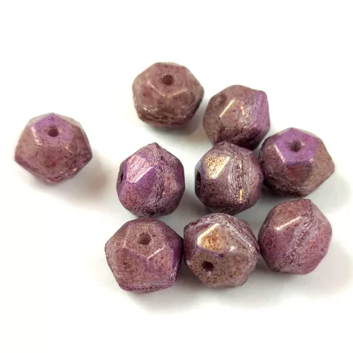 Cseh gyöngy mix - English Cut - Alabaster Purple Vega Luster - 10mm - 50db
