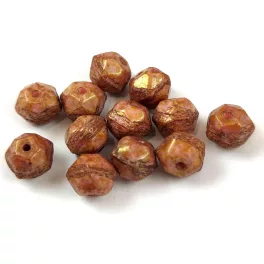   Cseh gyöngy mix - English Cut - Alabaster Brown Bronze Luster - 10mm - 50db