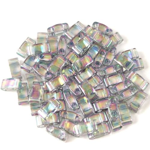 Miyuki féltila gyöngy - 2440d - szivárvány lüszteres transzparens sötét szükre - 2.3x5mm