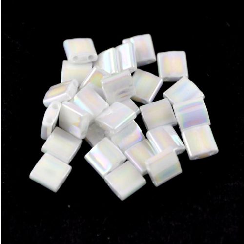 Miyuki tila gyöngy - 471 - Pearl White AB - 5x5mm