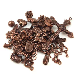 Fém alkatrész mix - vörösréz színű - 50g