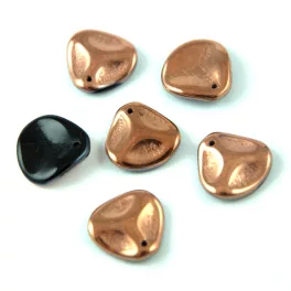 Cseh rose petal gyöngy - Jet Apollo - 14x13mm (50db)