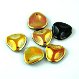 Cseh rose petal gyöngy - Jet Marea - 14x13mm (50db)