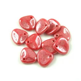 Cseh rose petal gyöngy - Opaque Red Luster - 7x8mm (50db)
