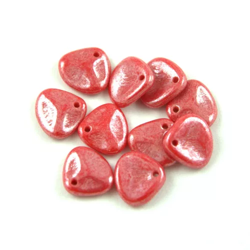 Cseh rose petal gyöngy - Opaque Red Luster - 7x8mm (50db)