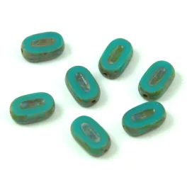   Cseh table cut gyöngy - hosszában fúrt - 63130-86800 - Turquoise Travertine - 10x6mm (24db)