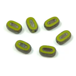   Cseh table cut gyöngy - hosszában fúrt - 53420-86800 - Green Travertine - 10x6mm (24db)