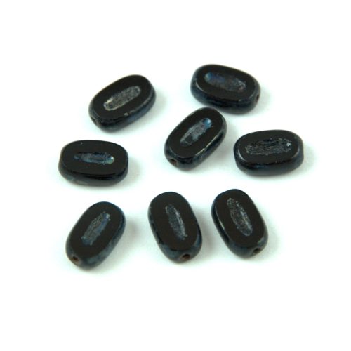 Czech table cut bead - crossed drilled oval  - 23980-43400 - Jet Picasso - 10x6mm (24db)