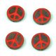 Czech Table Cut Bead - Cross-Drilled - Peace - Red Picasso - 16mm