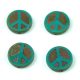Czech Table Cut Bead - Cross-Drilled - Peace - Turquoise Green Picasso - 16mm