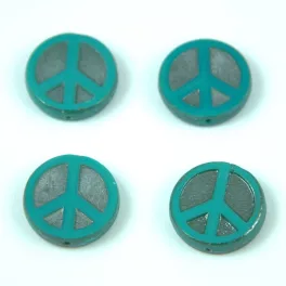   Cseh table cut gyöngy - hosszában fúrt - Peace - 63130-27203 - Turquoise Green Silver AB  - 16mm (12db)