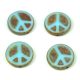 Czech Table Cut Bead - Cross-Drilled - Peace - Sky Blue Picasso - 16mm