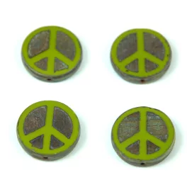   Cseh table cut gyöngy - hosszában fúrt - Peace - 63130-86800 - Green Picasso  - 16mm (12db)