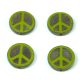 Czech Table Cut Bead - Cross-Drilled - Peace - Green Picasso - 16mm