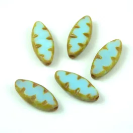  Cseh table cut gyöngy - hosszában fúrt ovális mintás  - Sky Blue Picasso - 63000-86800 - 18x7mm (24db)