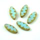 Czech table cut bead - crossed drilled oval  - Sky Blue Picasso - 63000-86800 - 18x7mm
