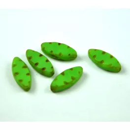   Cseh table cut gyöngy - hosszában fúrt ovális mintás  - Opal Green Picasso - 51400-86800 - 18x7mm (24db)