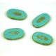 Czech table cut bead - crossed drilled oval  - 63130-86800 - Turquoise Green Picasso - 26x15mm